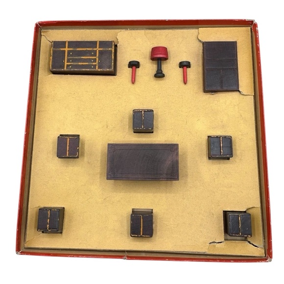 Vintage Toys That Teach Dining Room Set w/ Box The Embossing Co Dollhouse 1930s - Picture 13 of 16
